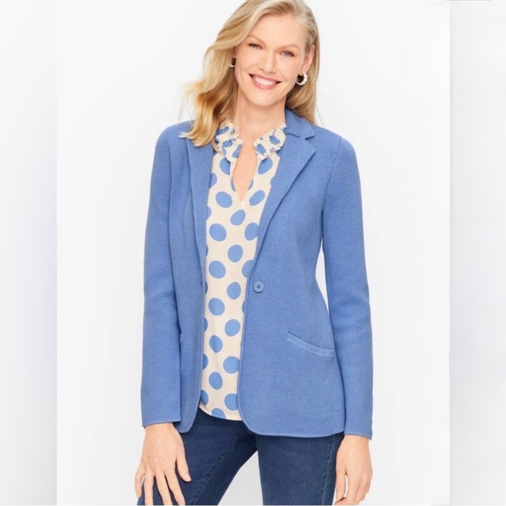 Talbot’s Notched Collar Women's Blue Knit Blazer New Without Tags